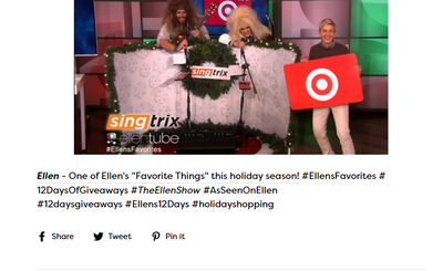 Ellen's "12 Days of Giveaways" features Singtrix